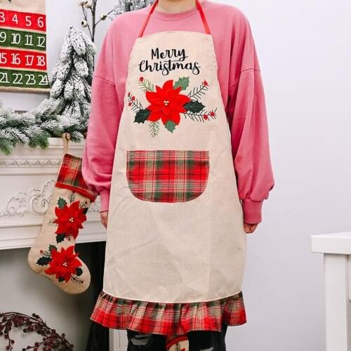 Linen Christmas Apron, Adult Aprons, Cooking Apron with Apron for Women