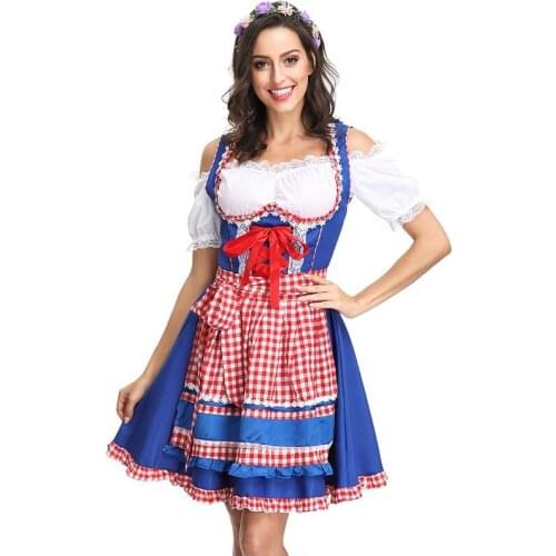 Carnival Festival German Beer Girl Costume Oktoberfest Uniform Bavarian Dirndl Maid Sexy Fancy Dress Adult Role Playing Costumes