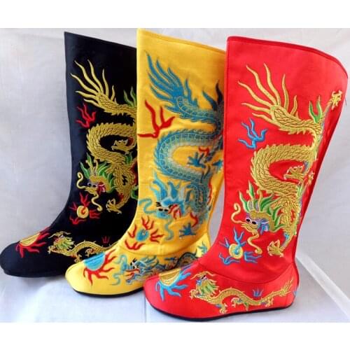 Chinese traditional dragon Opera Boots film and television drama supplies Emperor Dragon Embroidery boots cosplay accessories