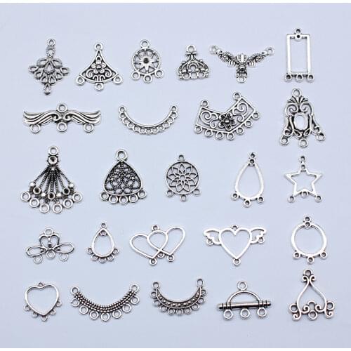 40pcs 18x13mm Charm Earrings Connection For Jewelry Making Antique Silver Color Earrings Connection Charms