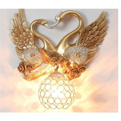 Creative simple European style light luxury swan wall lamp aisle American staircase bedside lamp