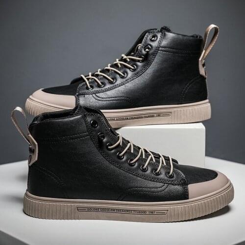 Mens Casual Shoes Comfortable High Top Men Sneakers Outdoor Fashion Hard-Wearing Flats Trendy shoes black White