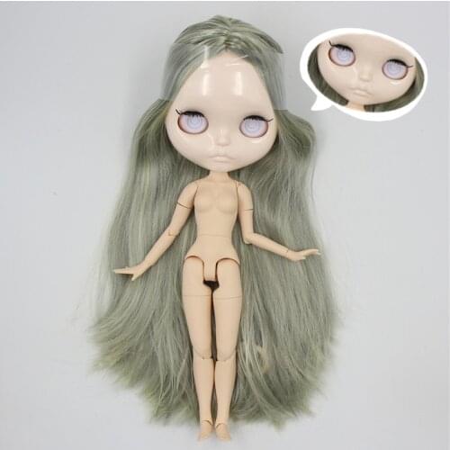 ICY DBS Blyth doll 1/6 bjd 30cm joint body Green hair without eyechips Carved lips customized face BL1049/2352