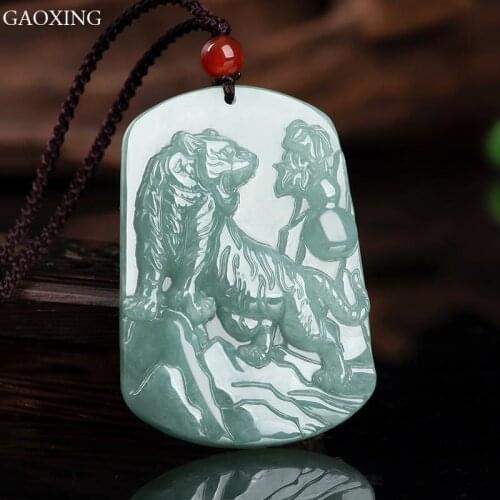Natural Burmese Jade Zodiac Tiger Green Jade Pendant Hand Carved Jade Pendant Men’s and Women’s Jade Pendants