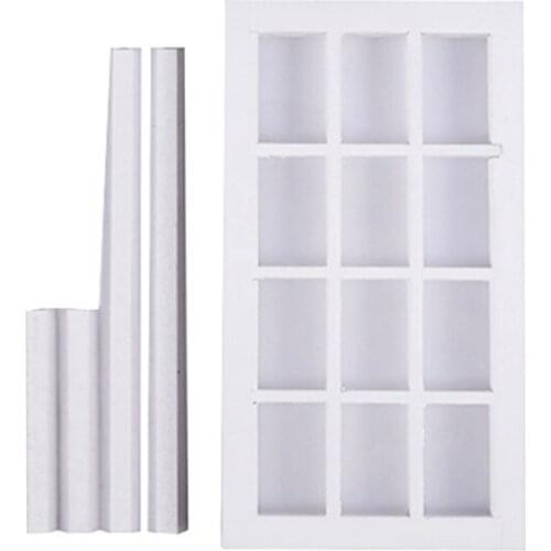 1:12 Scale Wooden Miniature Dollhouse 12 field Window frame White