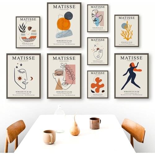 Matisse Fashion Abstract Girl Lines Leaf Wall Art Canvas Painting Nordic Posters And Prints Wall Pictures For Living Room Decor