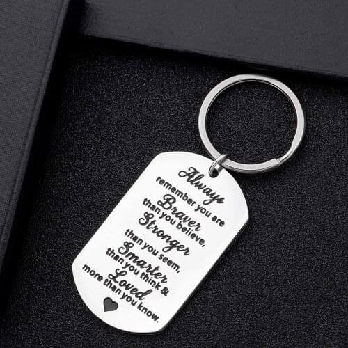 Metal Keychain Keyring Graduation Gifts for Teen Girls Boys Son Daughter Engraved Key chain Always Remember You Are Braver