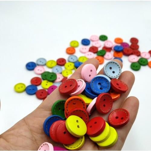 Mix Color 15MM Woodiness Round Shape Buttons 2 Holes DIY Scrapbooking Kids Garment Sewing Accessories
