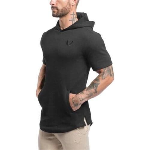 Men Clothing Bodybuilding Hoodies Sweatshirts Casual Gyms Hoody Short Sleeve Sweatshirt Mens Slim Fit Hooded Jackets