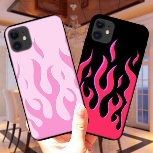 Red Flames Soft Phone Case For iPhone 12 Mini 11 Pro XS Max X XR 6 6S 7 8 Plus 5S SE 2020 SE2 Fashion Flame Silicone Black Cover