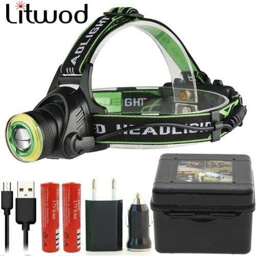 Led Headlamp Headlight Light Head Flashlight Torch Lamp Litwod 2 Pcs 18650 Battery Bulbs Zoom In / Out Lithium Ion Micro Usb 4