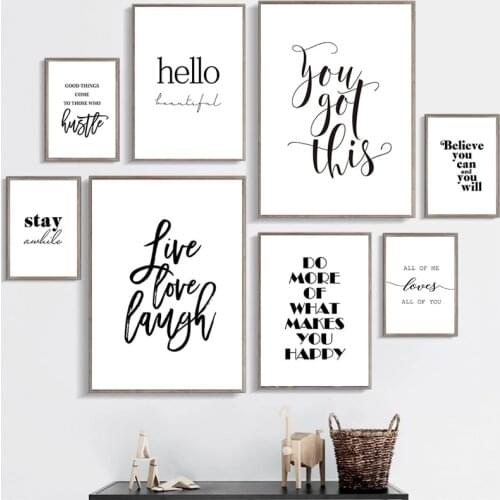 Nordic Art Letter Picture Wall Art Black and White Wall Poster Printing Canvas Painting for Living Room Modern Home Decoration