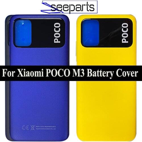 Original For Xiaomi Poco M3 Battery Cover Back Glass Panel Rear Housing Case Poco M3 Battery Cover