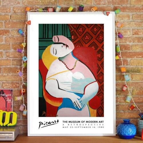 Pablo Picasso Classic Painting Prints The Dream Artwork Poster Vintage Exhibition Wall Art Canvas Picture Living Room Decoration