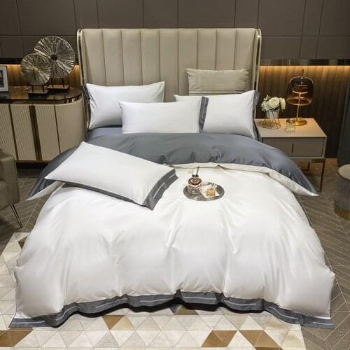 Luxury 100S Egyptian Cotton Solid Color Embroidery Hotel Quality Soft Bedding Set Duvet Cover Bed Sheet Pillowcase Queen King#sw