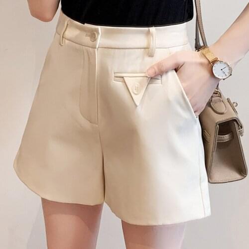 Wide-Legged White Solid Color Fashion Zevity Basic High Waist Summer WomenS Casual Cycling Clothing Sports Fitness Shorts 2021