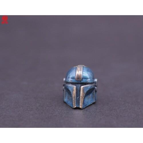 1PC Blue Warrior Helmet Retro Brass Copper EDC Paracord Beads Lanyard Pendants Knife Beads Umbrella Rope Cord Beads Pendants