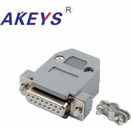 10PCS VGA Interface DB15 Pin Double Row White Core Female VGA Adapter Interface Gray Plastic Shell