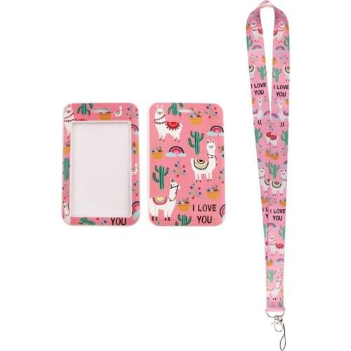 24pcs/lot MD389 DMLSKY Cartoon Sheep Necklack Lanyard Key Multifunction Mobile Phone Decoration With Cartoon Card Holder Cover
