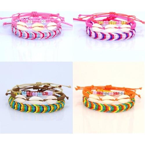 3pcs/set Shell Bracelet Bohemian Hand-woven Beaded Charm Bracelet Fashion Summer Accessories Wholesale Jewelry for Women
