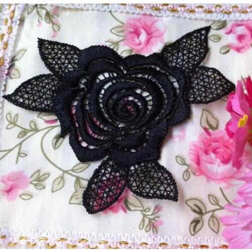 5 PCS 11cm Fashion Home Furnishing Accessories Mini Black Flower Lace Applique Dress Edge for Children