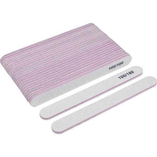 50PCS Gray Manicure Files 100/180 Straight Nail Art Sanding Buffer Lime Double Side Sandpaper UV Gel Polisher Pedicure Nail Tool