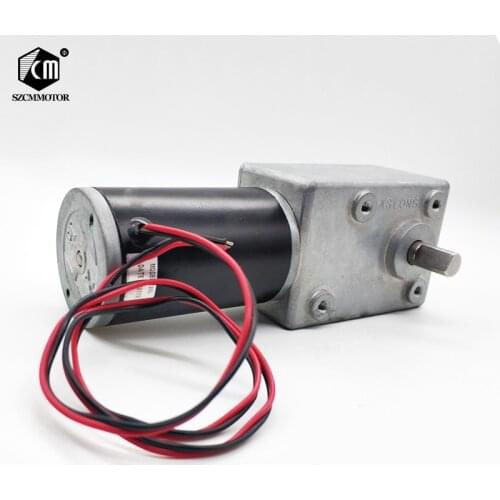 82*58mm Gearbox Powerful Electric Worm Gear Motor DC 24V 35RPM Reducer Motor Max Torque 10N.M Larger-Power 30W Worm Geared Motor