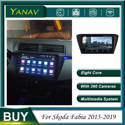 128G Android Car Radio Stereo Receiver GPS Navigation For Skoda Fabia 2015-2019 Video Multimedia MP3 Player with 360 Cameras