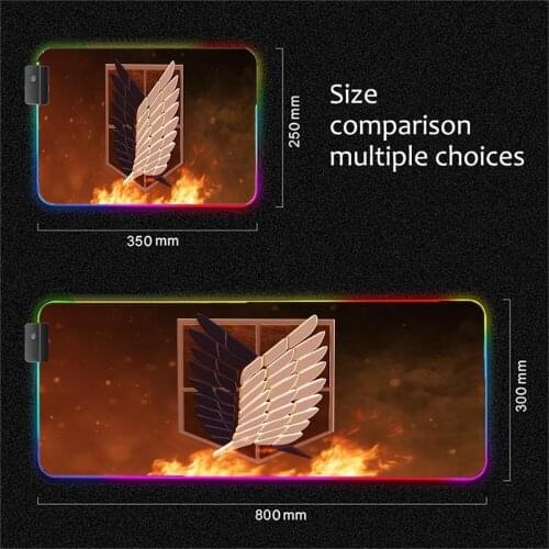 MRGLZY Burning wings rgb anime large gaming mouse pad pads led computer keyboard desk mats household carpet pad 40x90cm non-slip