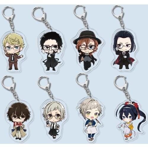 Bungo Stray Dogs Anime Strap Atsushi Dazai Osamu Nakahara Anime Acrylic Figure keychain Keyring Decoration Collection Model Toy
