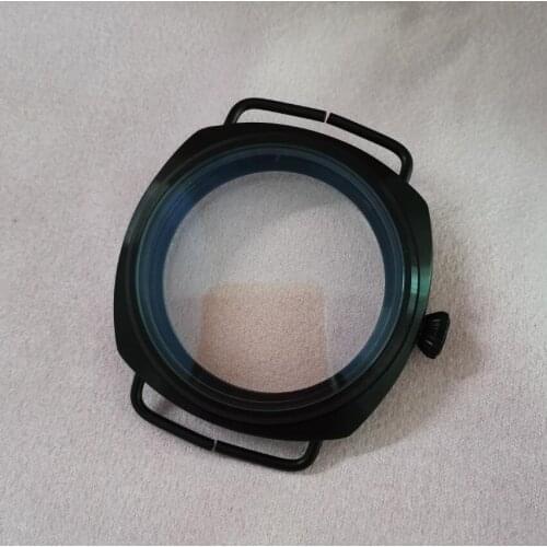 Refit Watch parts 47mm 316L Stainless steel black Brushed watch case fit ETA6497 6498 ST3600 3621 Manual movement