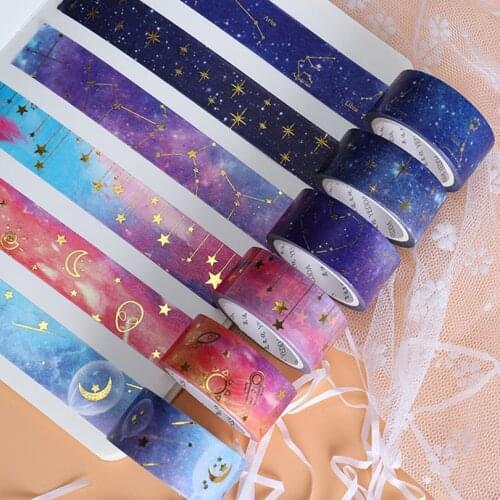 Gold Foil Washi Tape Decorative Washitape Stationery Starry Sky Japanese Adhesive Stickers School Supplies 5m Masking Tape