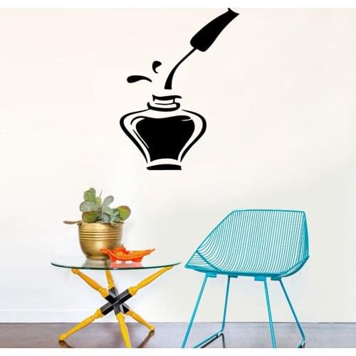Girl Bedroom Decoration Wallpaper Simple And Beautiful Manicure Salon Nail Polish Wall Stickers Vinyl Detachable Home Decoration