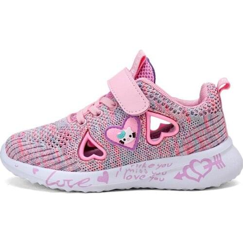 Children Mesh Casual Shoes Girl Sneakers Kids Banner Sport Footwear Kids Shoes for Girl Light Shoes Cute Pink Flat Shoes Free