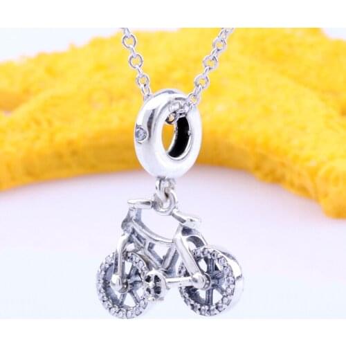 925 Silver Bicycle Charm Gorgeous Bicycle Pendant Diy Bracelet Jewelry Women