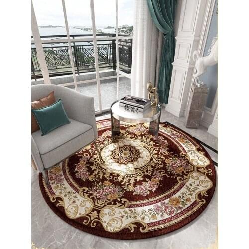 Europe Jacquard Round Carpets For Living Room Flower Countryside Round Rugs Bedroom Computer Chair Floor Mat Cloakroom Rug