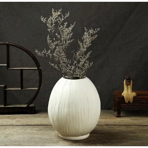 Ceramic vase tabletop flower vases home decorative vases white flower pot planters pure white line decor