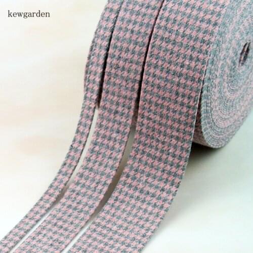 Kewgarden Houndstooth Fabric Layering Cloth Ribbon 1.5" 1" 10mm 25mm 40mm DIY Hair Bowknot Accessories Handmade Tape 8 Meters
