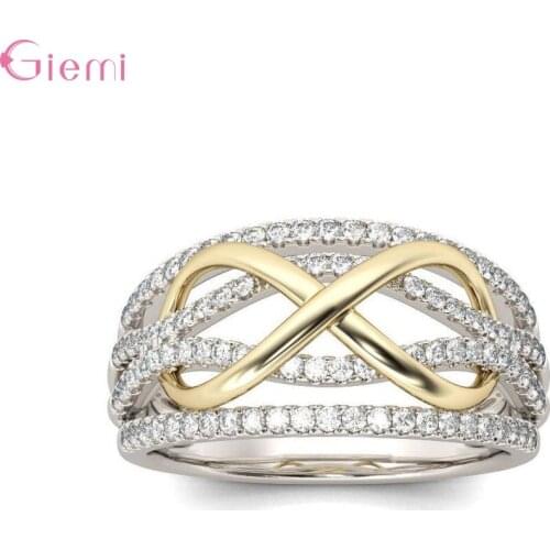 New Arrival Trendy 925 Sterling Silver Cubic Zircon Infinity Ring for Women Girl Fashion Unlimited Ring Wedding Jewelry