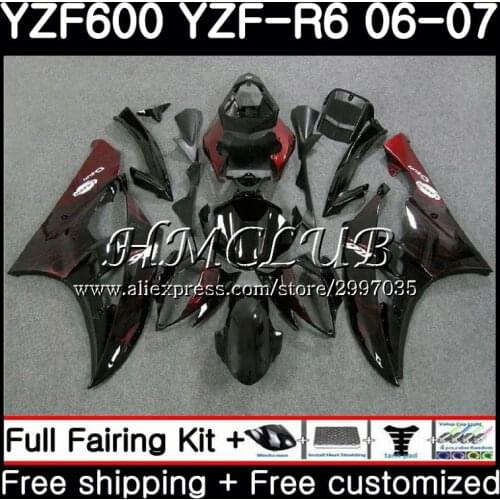 Body For YAMAHA Red flames YZF R 6 YZF 600 YZF-600 YZF R6 2006 2007 Frame 16HC.1 YZF-R6 06 07 YZF600 YZFR6 06 07 Fairing Kit