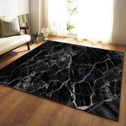 New Black Marble Carpets for Living Room Bedroom Entrance Doormat Floor Mats Carpets Thin Fabric Anti-Slip Bathroom Mat Rugs