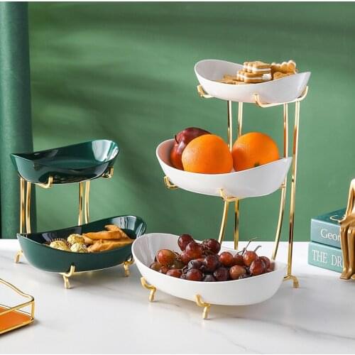 Creative Luxury Nordic Ceramic Fruit Plate Living Room Multi-layer Fruit Dish Snack Basket Household Dry Fruit Bowl