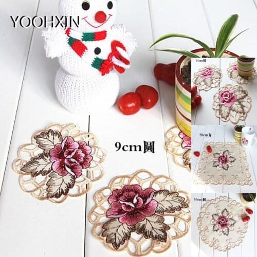 Lace satin embroidery place table mat cloth pad cup mug doily New Year Napkin coaster Christmas gift placemat kitchen cookware