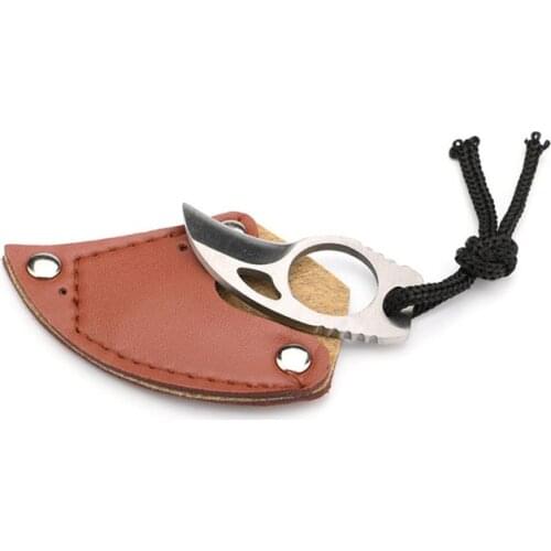 Mini Stainless Steel knife cutter portable Pocket with leather cover toolp hike Outdoor kit karambit claw Cam Survive