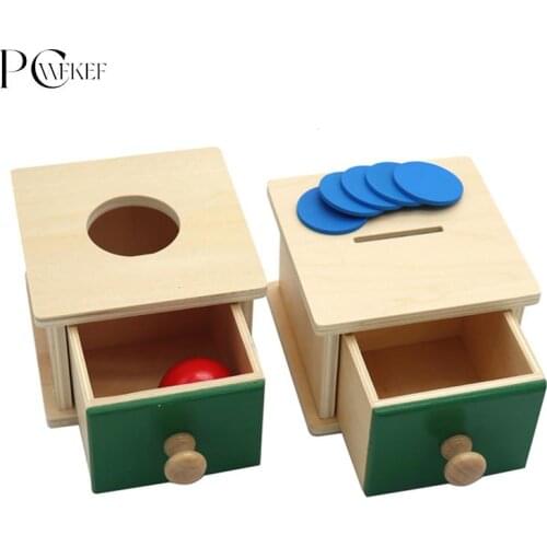 Montessori Materials Match Box Ball Box Coin Box Piggy Bank Set Toys For Toddler Solid Wood Infant Basic Life Skill Toy 8-24 Mon