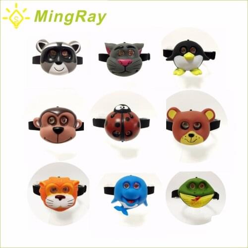 Child outdoor LED headlight AAA Battery animal shape cute headlamp Flashlight on head for boy girl Camping Kids creative gift