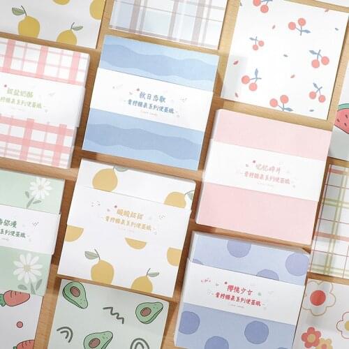 Yisuremia New 200 Sheets Kawaii Flowers Loose Leaf Memo Pads Note Paper Bookmark Decorative Message Notepad School Stationery