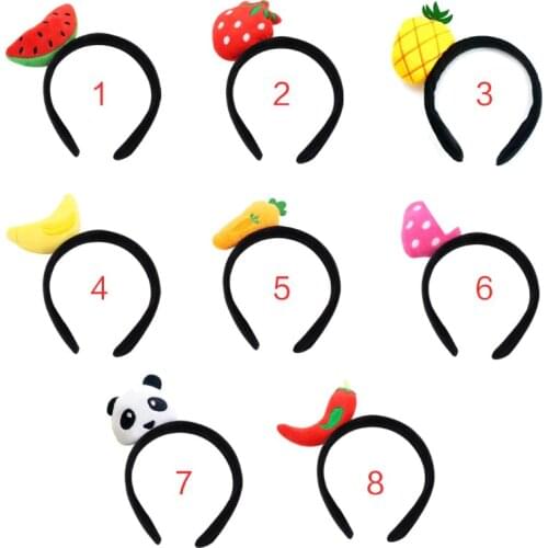 Child Kids Fruit Series Plush Cloth Wrapped Headband Colorful Cute 3D Cartoon Watermelon Strawberry Toy Decor Hair Hoop Sweet