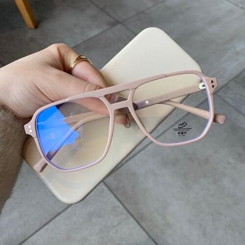 Bid square rivet blue light glasses 2021 trendy computer glasses oversized sunglasses women men retro black transparent oculos