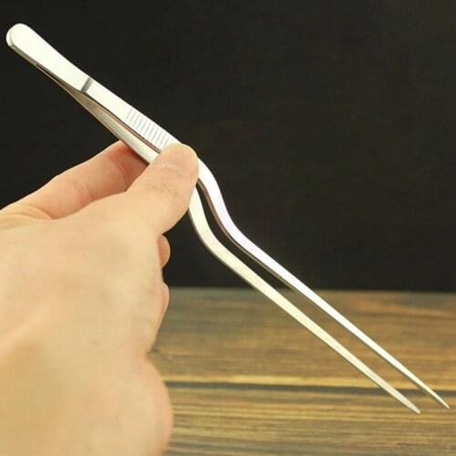 Justdolife Stainless Steel Food Tweezers Professional Portable Barbecue Tweezers Food Tongs BBQ Clip Barbecue Tongs Serving